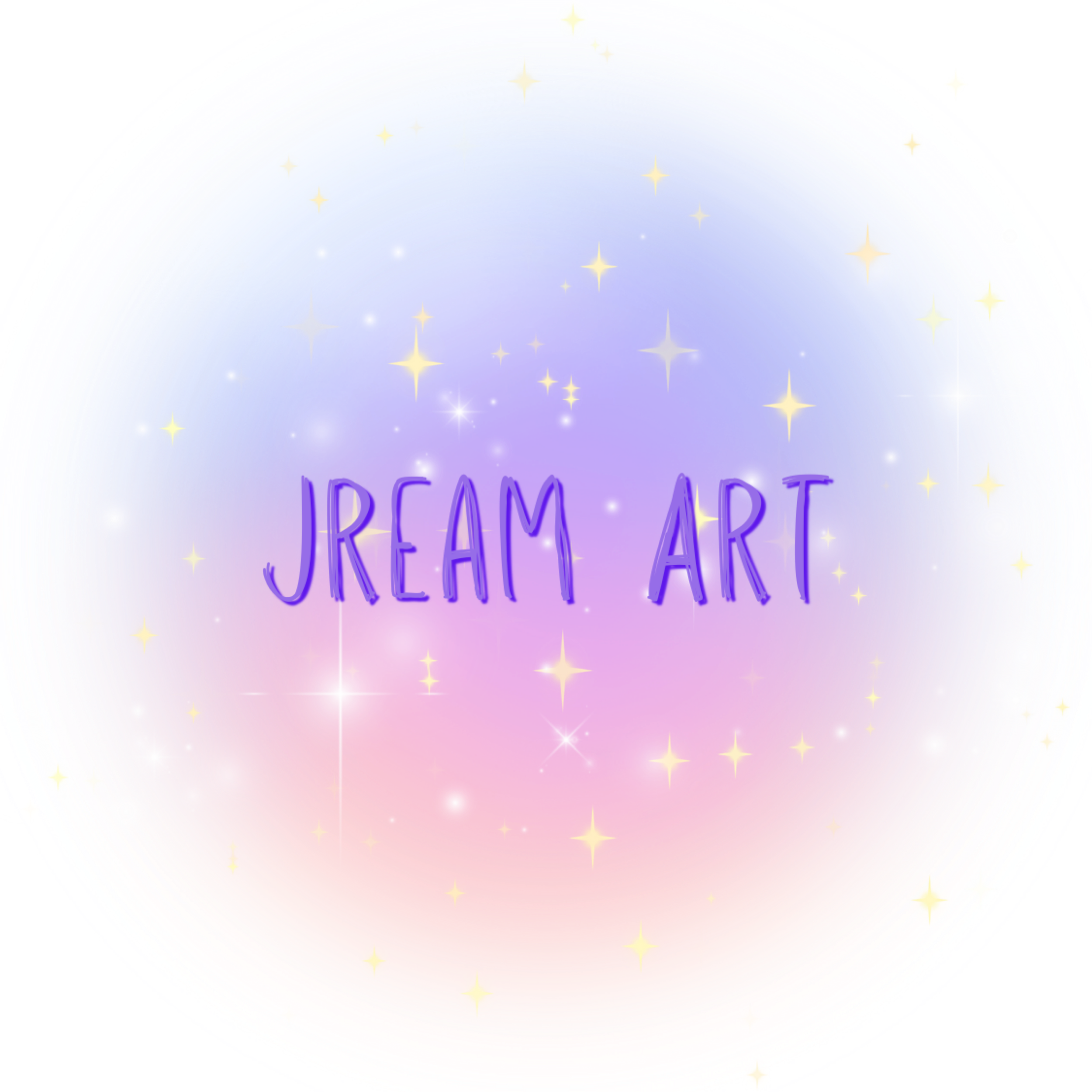 Jream Art logo. Jream Art spelled out in the middle with sparkles and stars around.