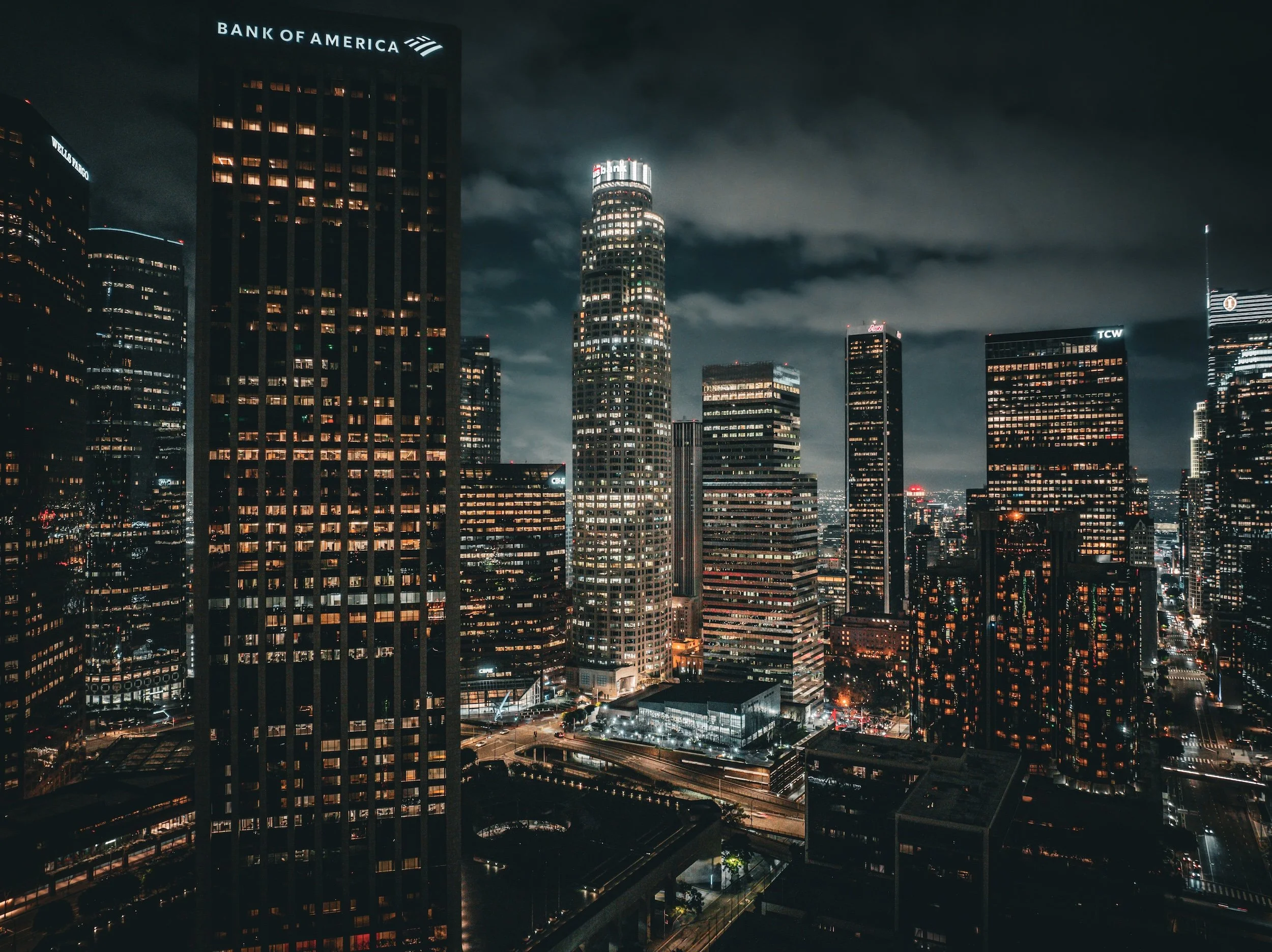 Bunker Hill Night Perspective: Financial Core