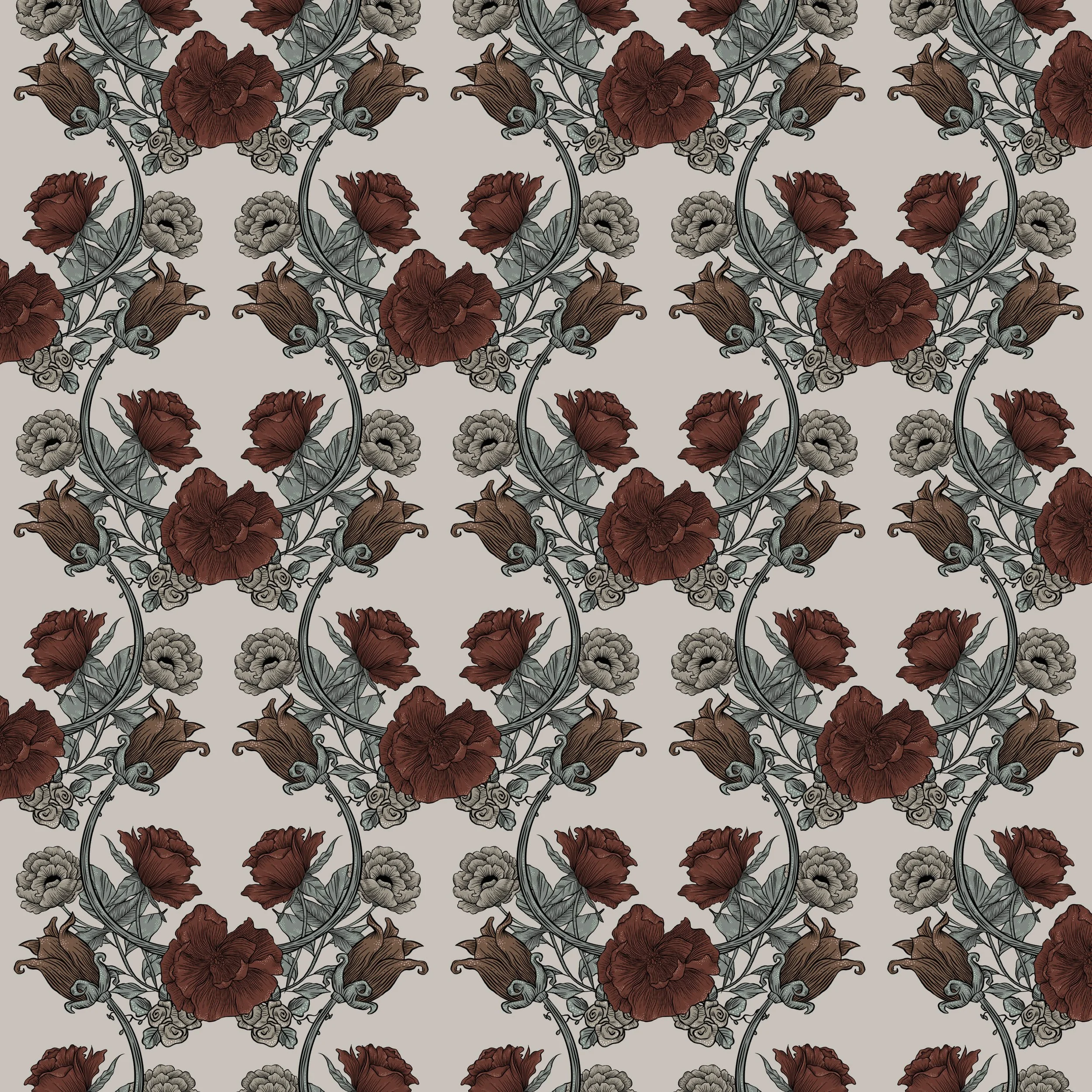 A floral collection designed for wallpaper and home decor