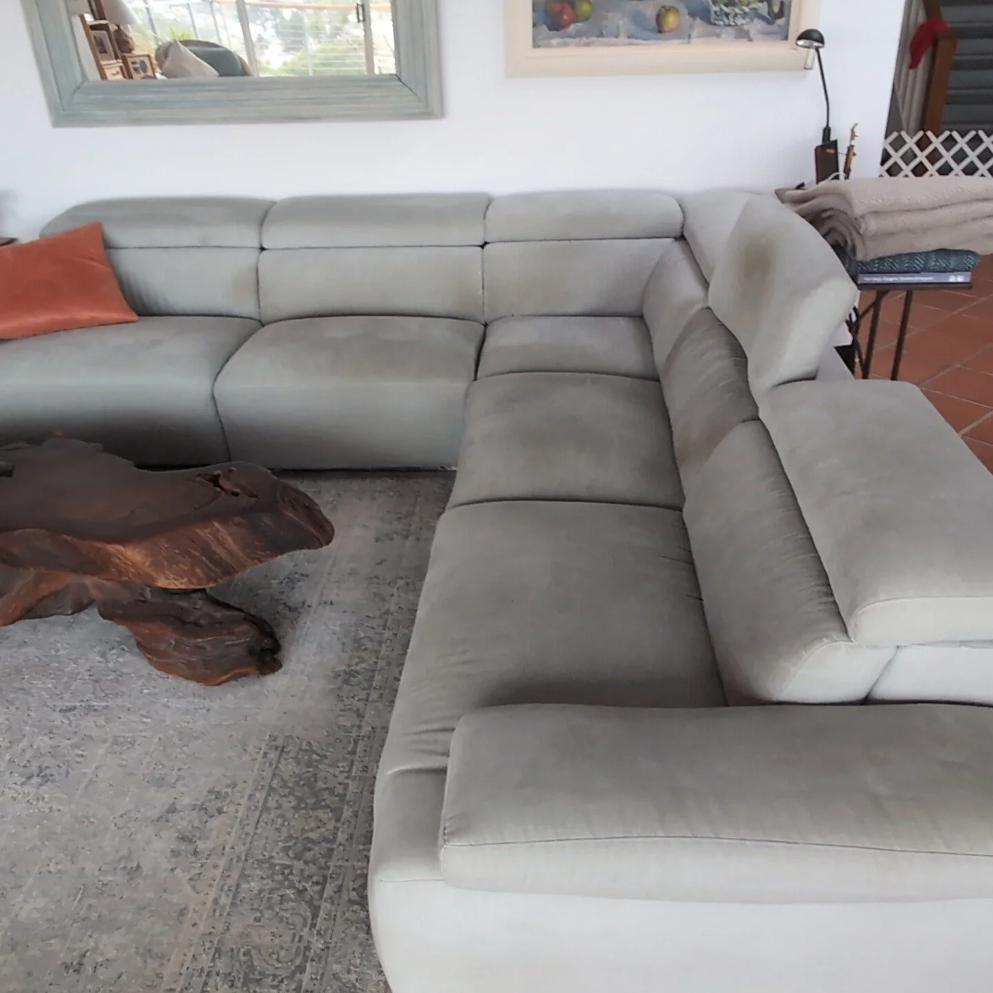 This lounge had it all - Dirt, oils and urine stains. Our team has the tools to deal with it all!
Book your upholstery cleaning today - www.madecarpetcleaning.com.au