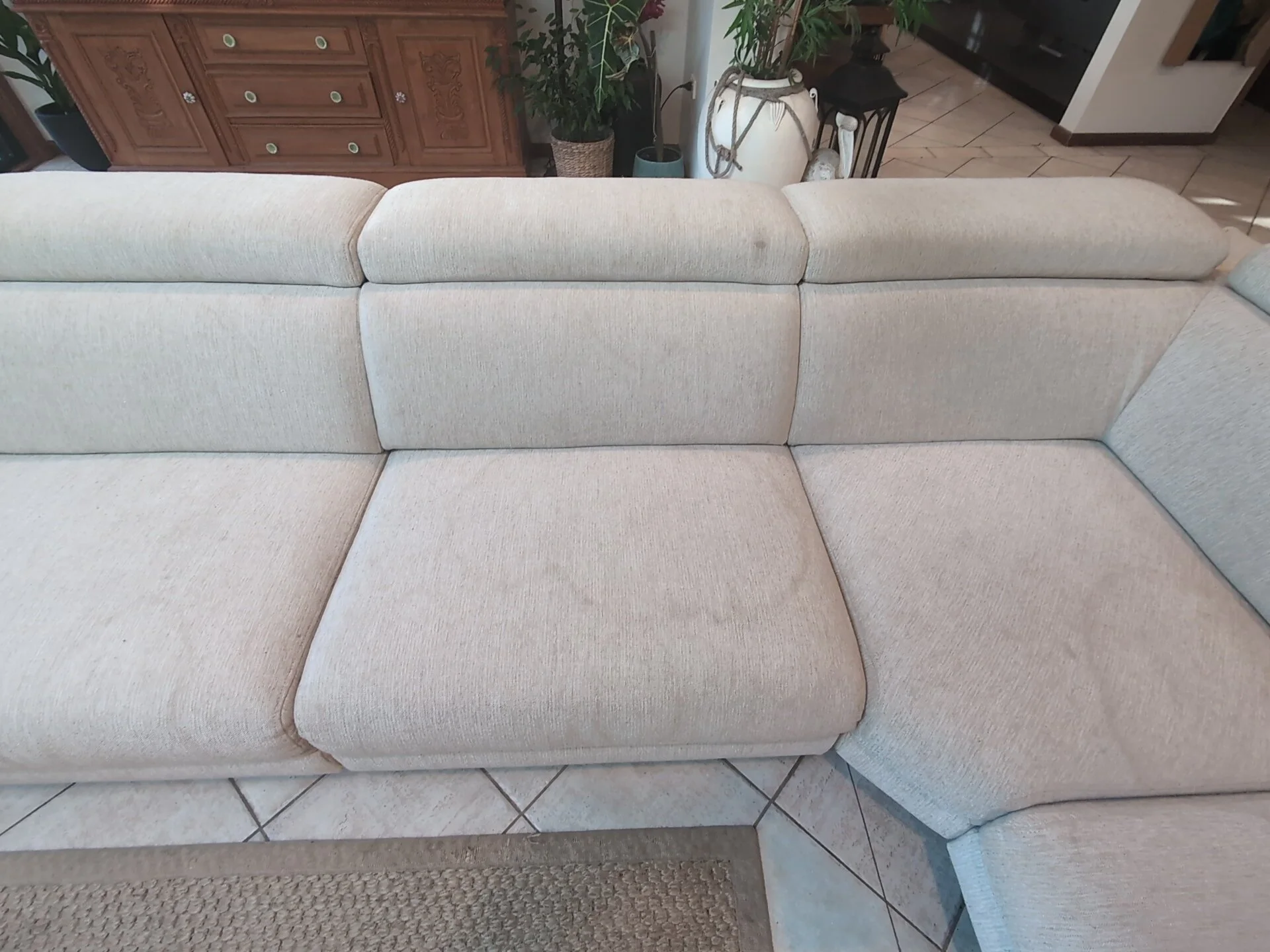 Before photo of an upholstery cleaning service