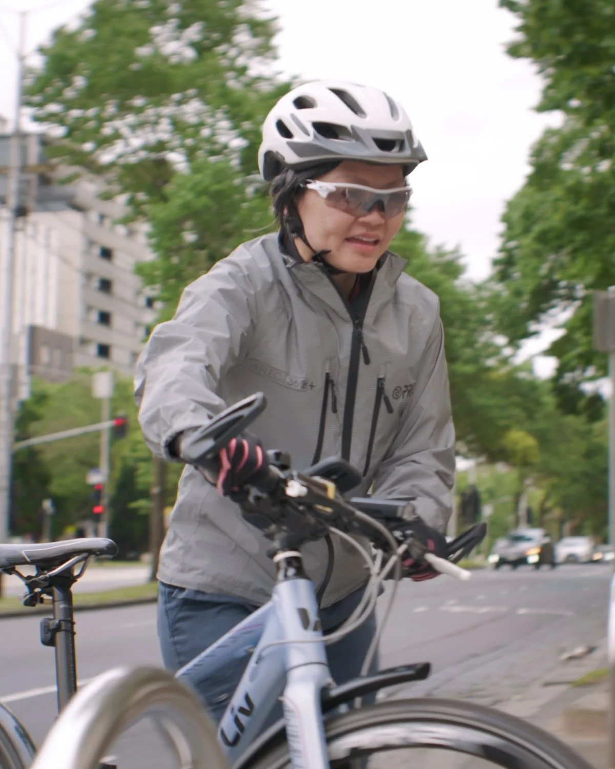 dr renee wong riding bike to work