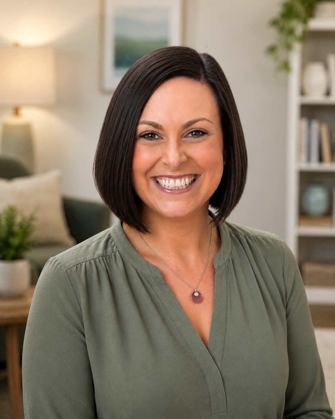 An image of Shana Schnaue, resident at Lunghi Counseling Group. She is friendly, welcoming, and is super with children.