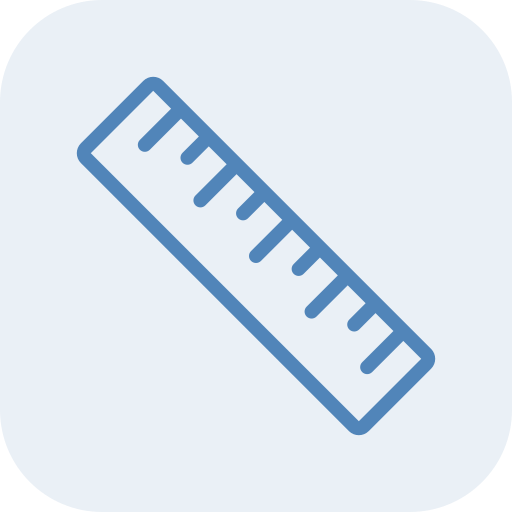 Icon of a blue ruler on a light background.