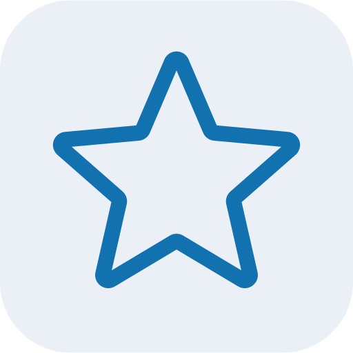 An outline of a five-pointed star in blue with a hollow center on a light gray background.