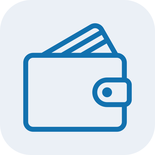 Icon of a wallet with cash sticking out.