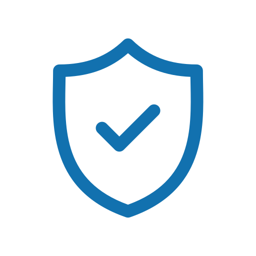 Shield icon with a checkmark inside, representing security or protection