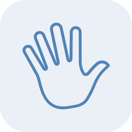 Outline of a human hand with palm facing forward