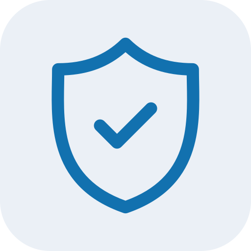 Icon of a shield with a checkmark in the center, representing security or protection.
