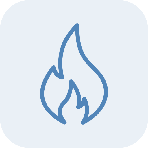 Icon of a fire with yellow and orange flames