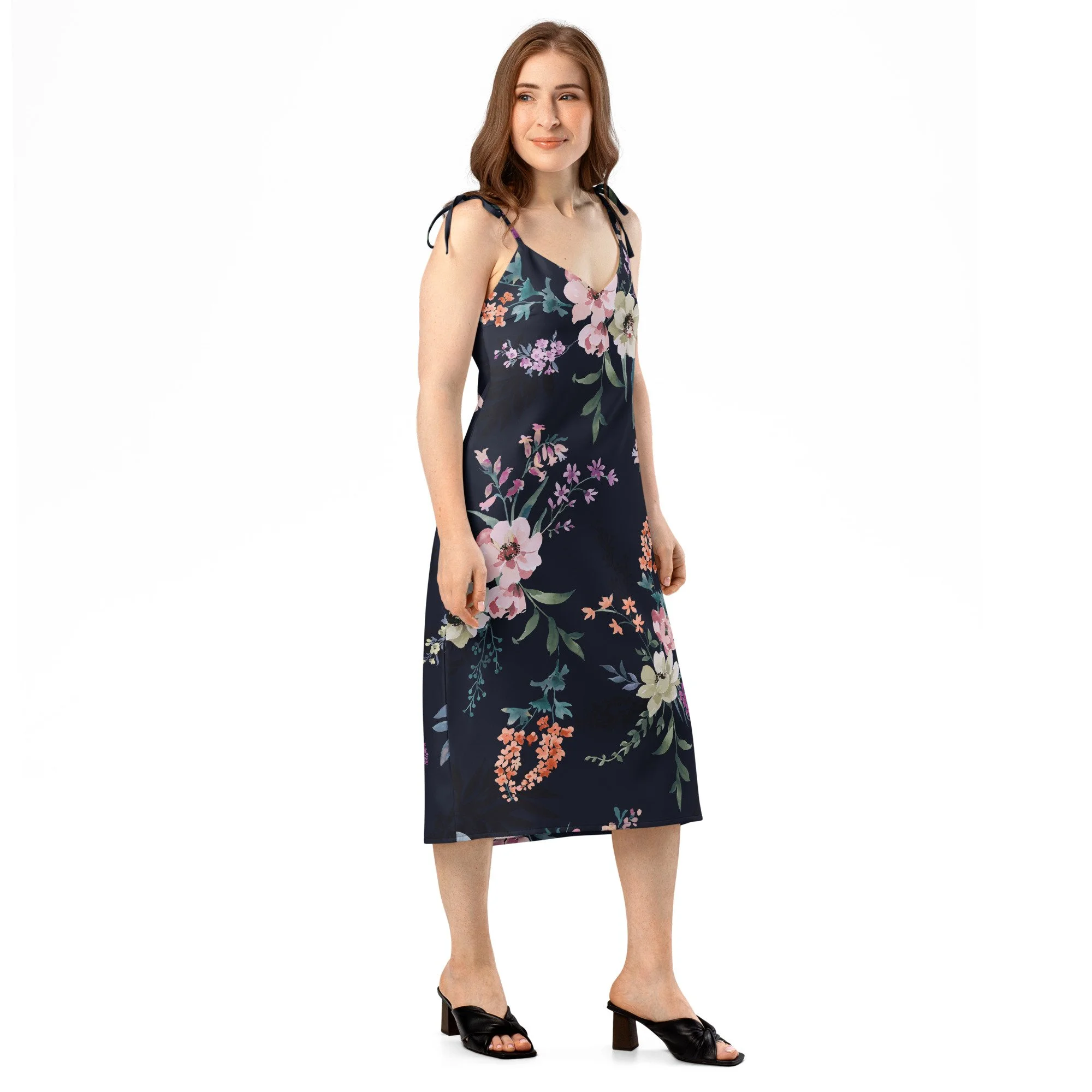 robe midi à bretelles nouées