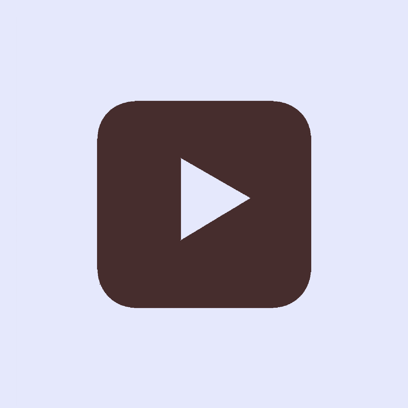 A YouTube play button icon with a white triangle inside a black square with rounded corners, on a light blue background.