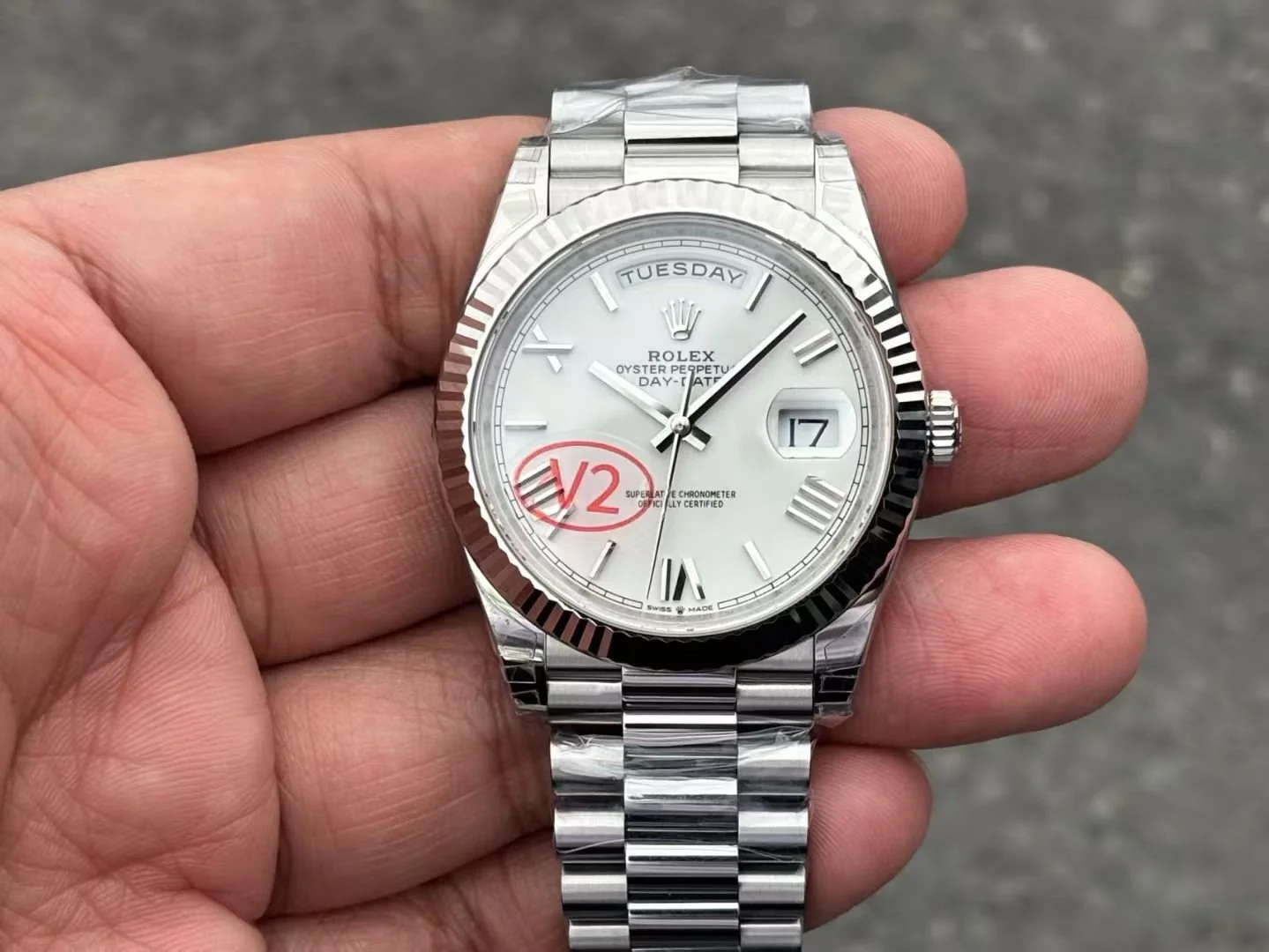 Rolex Day-Date (White Dial, Fluted Bezel)
