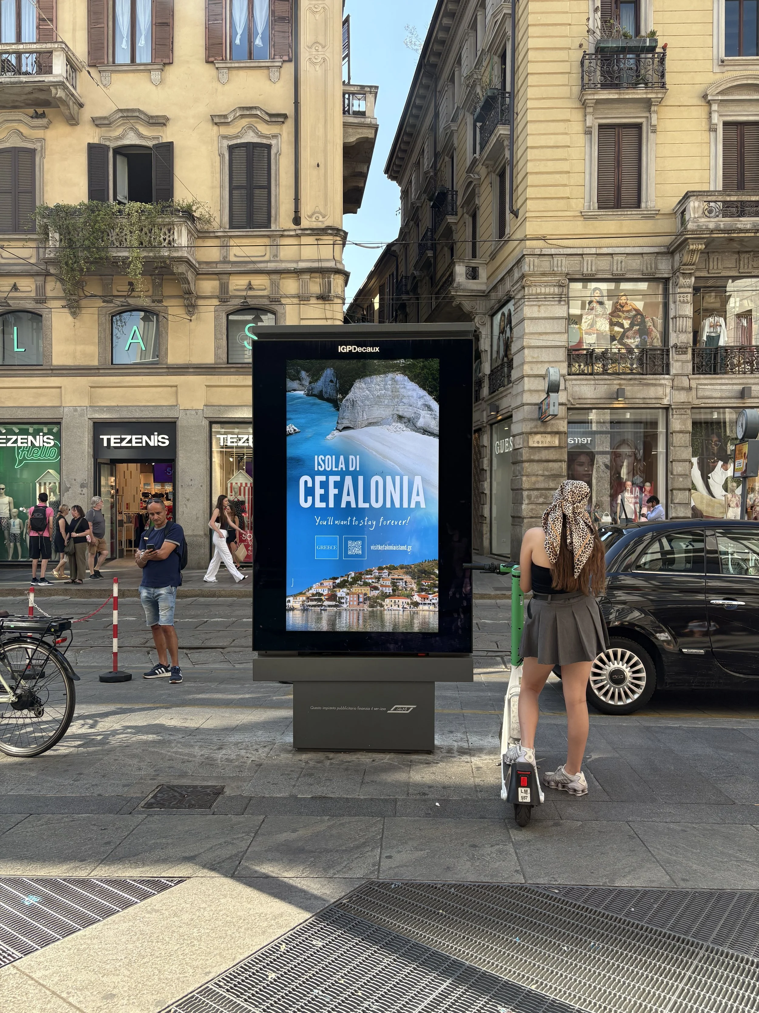 Kefalonia Island DOOH campaign in Milan Italy
