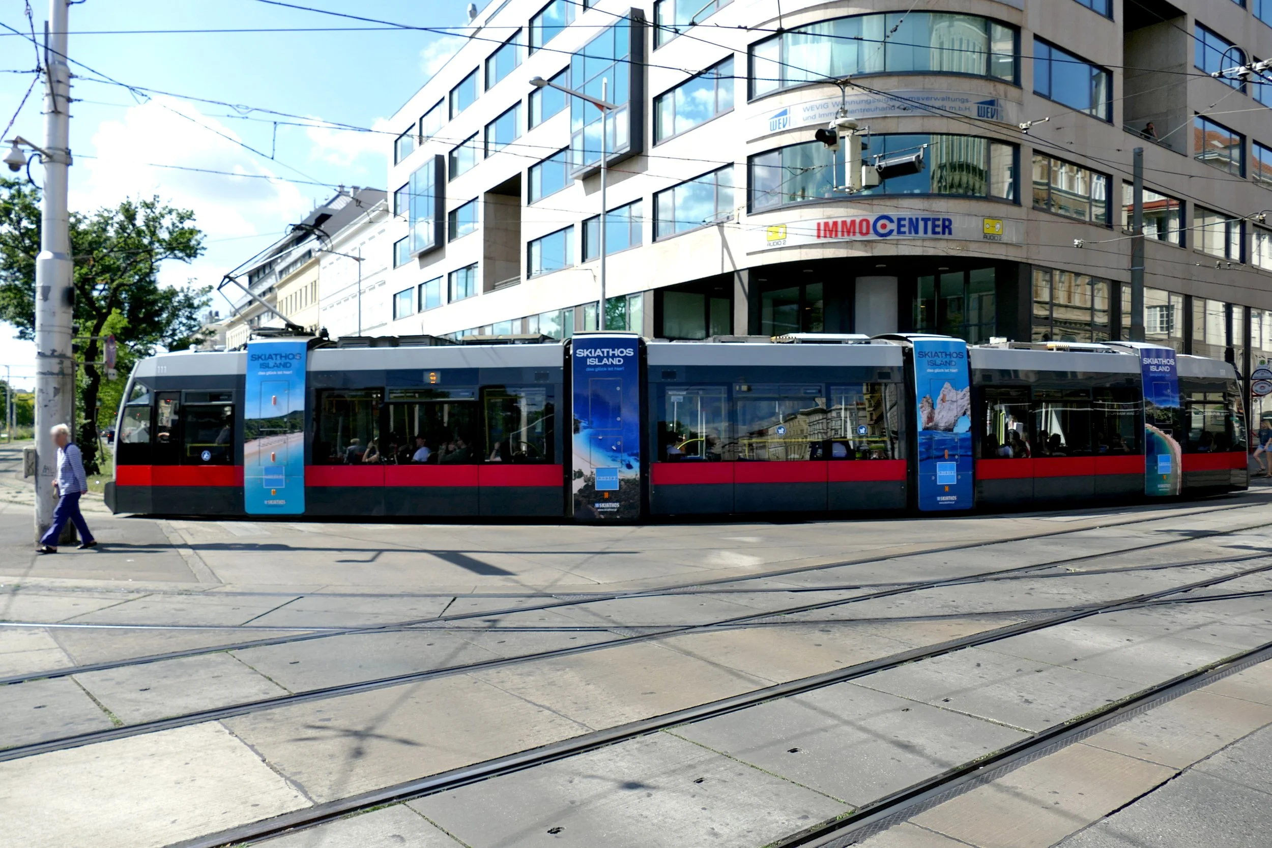 Skiathos Island transit media campaign in Vienna Tram Austria
