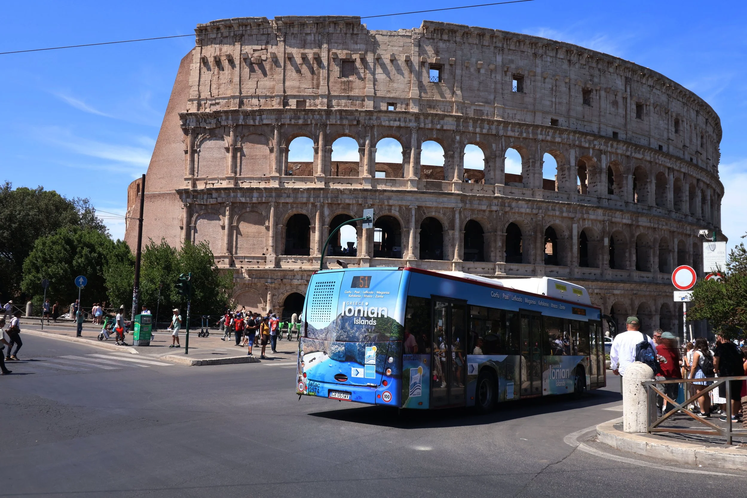 Region of Ionian Islands Rome Bus Full wrap campaign in of colosseum