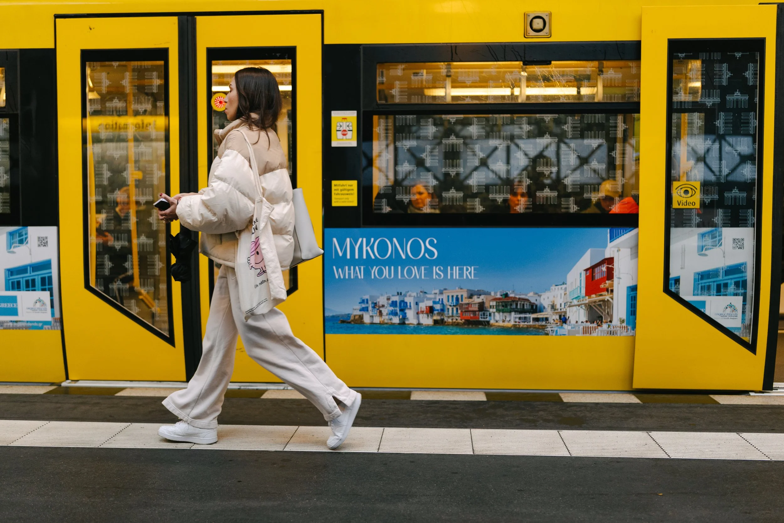 Region of South Aegean transit media campaign in Berlin U-Bahn featuring Mykonos Island