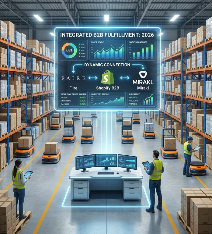 Digital B2B warehouse infrastructure for Faire and Mirakl Connect 2026