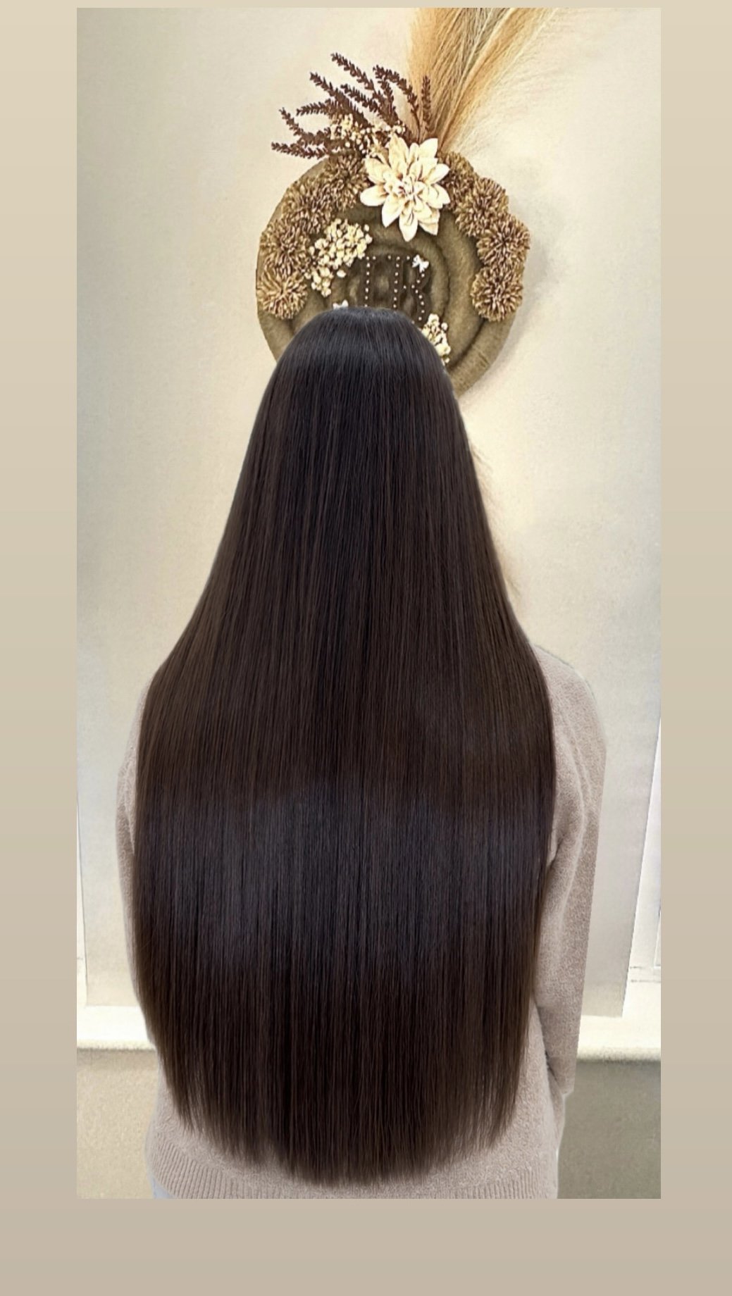 Dark brown keratin bond hair extensions adding length and thickness, JB Hair Studio Corby