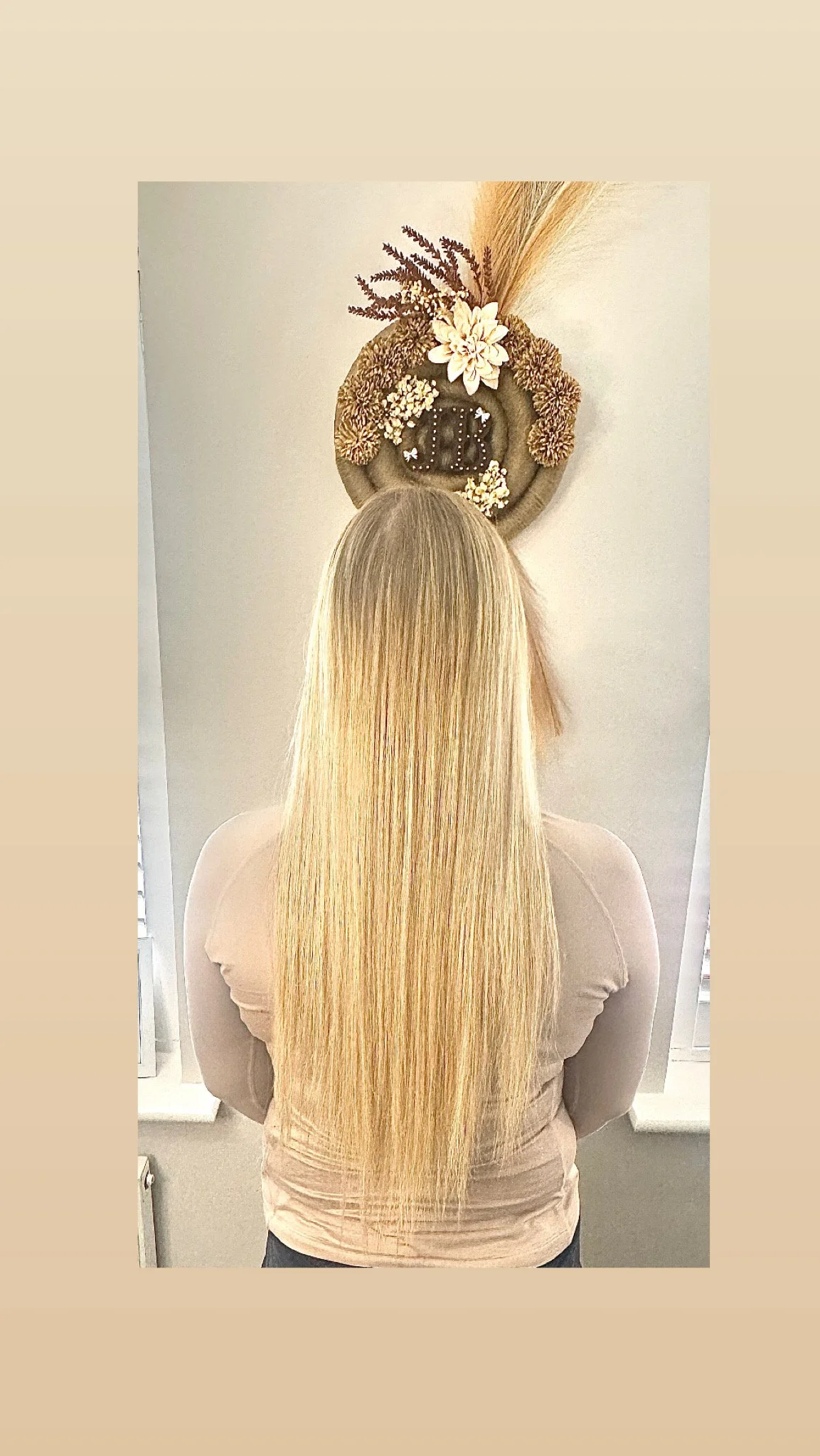 Long blonde keratin bond hair extensions styled with half-up detail, JB Hair Studio Corby