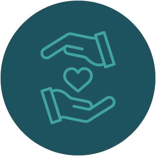 Outline of two hands forming a protective gesture around a heart.