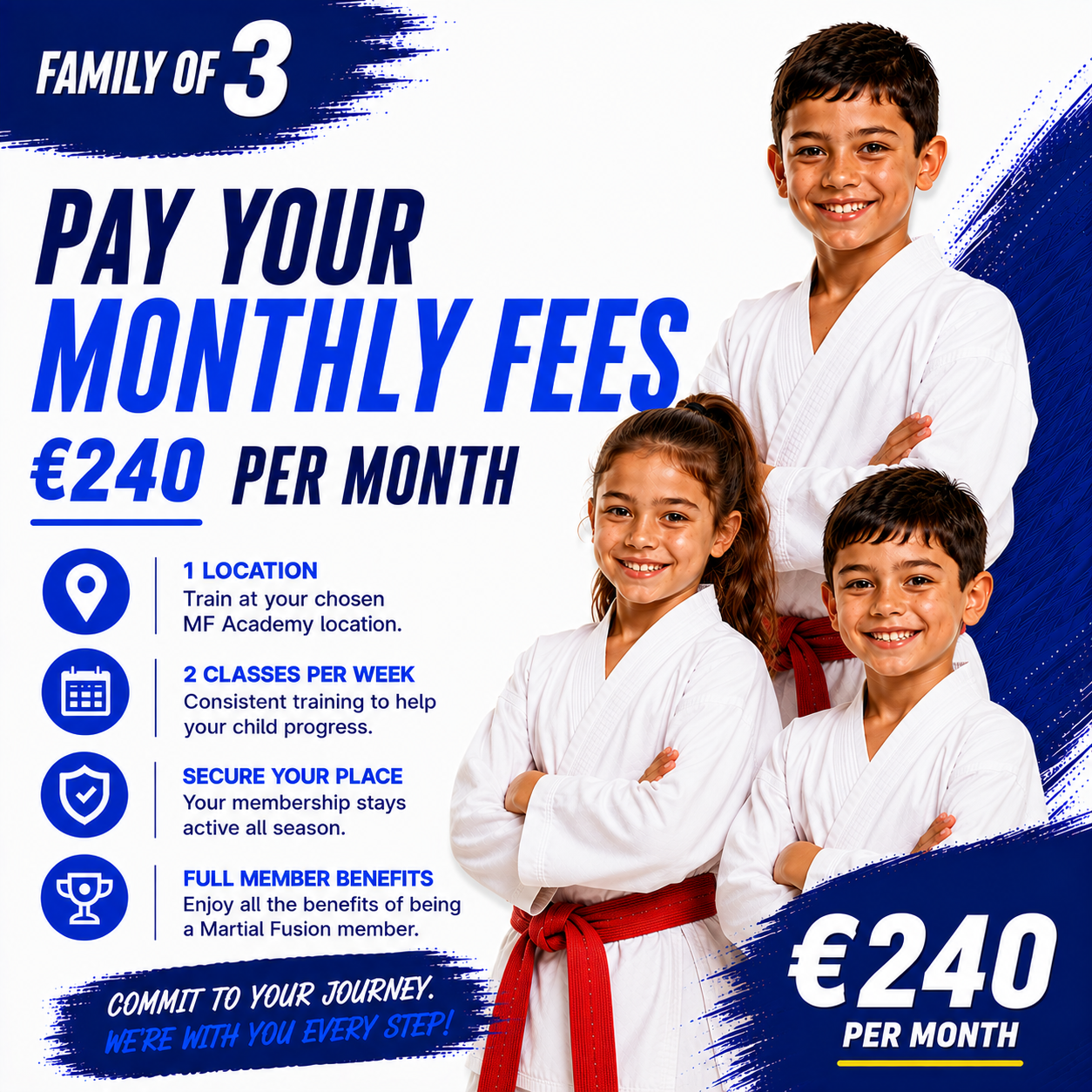 Family of 3 Martial Arts Membership Package
