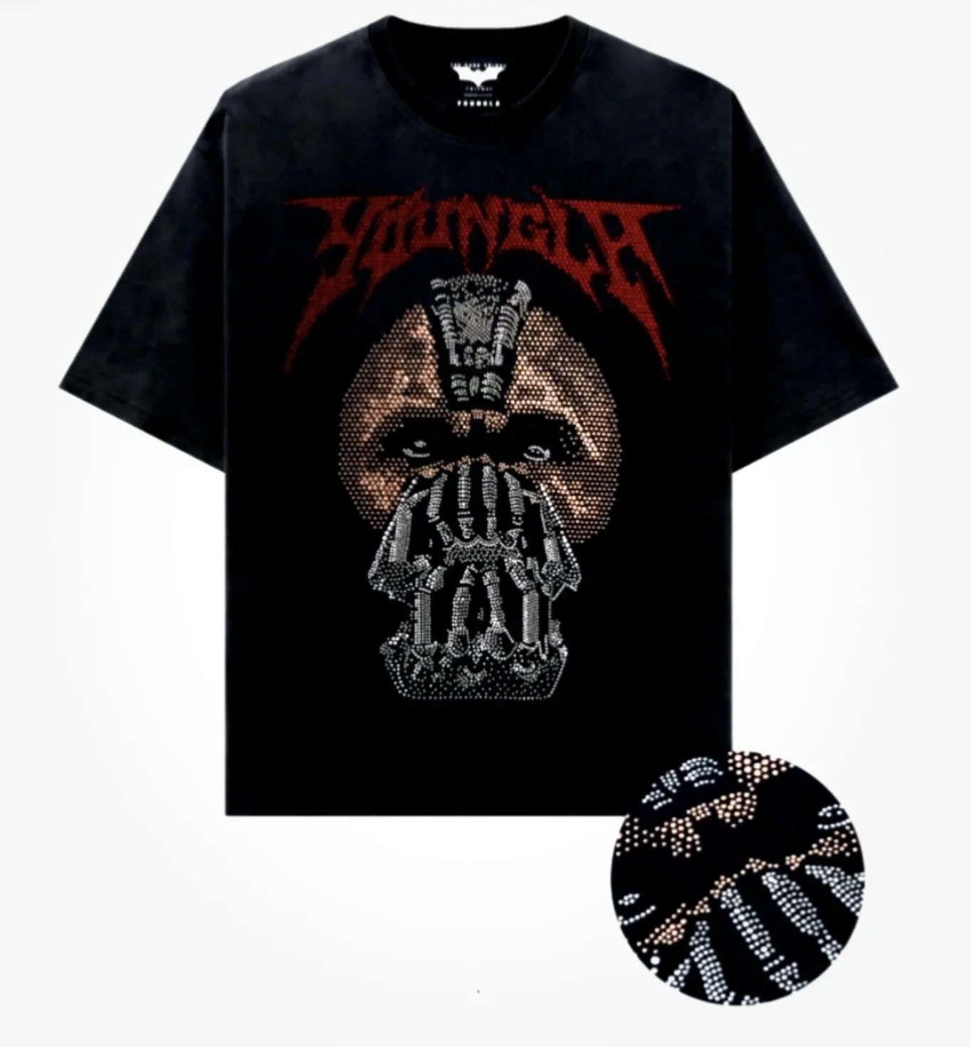 YOUNG LA bat man rhinestone tee men's L, features Bane NEW