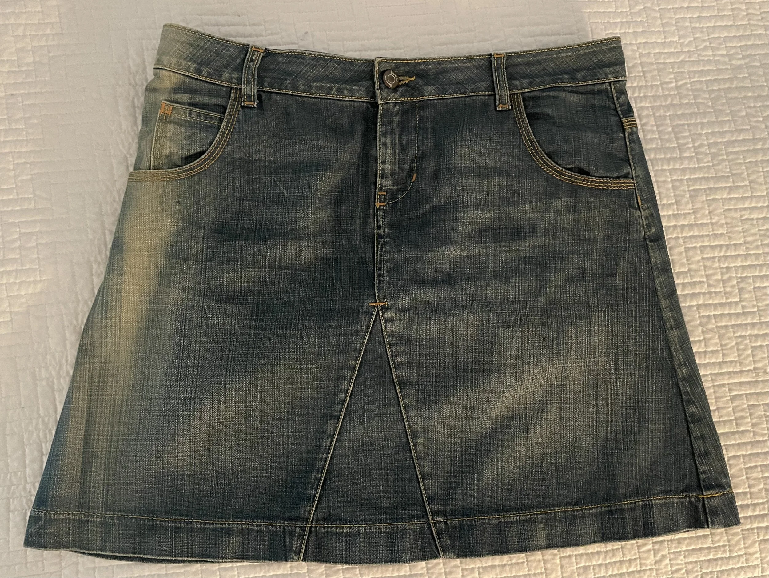 Boden women’s jean A-line mini skirt size 14 R