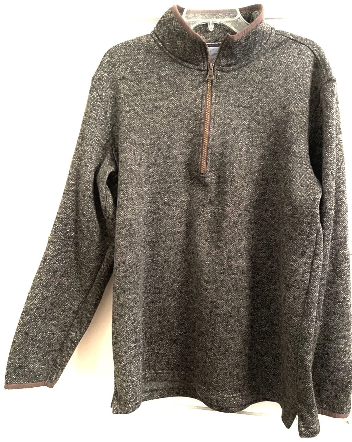 weatherproof brand vintage men's large fleece lined herringbone 1/4 zip pullover