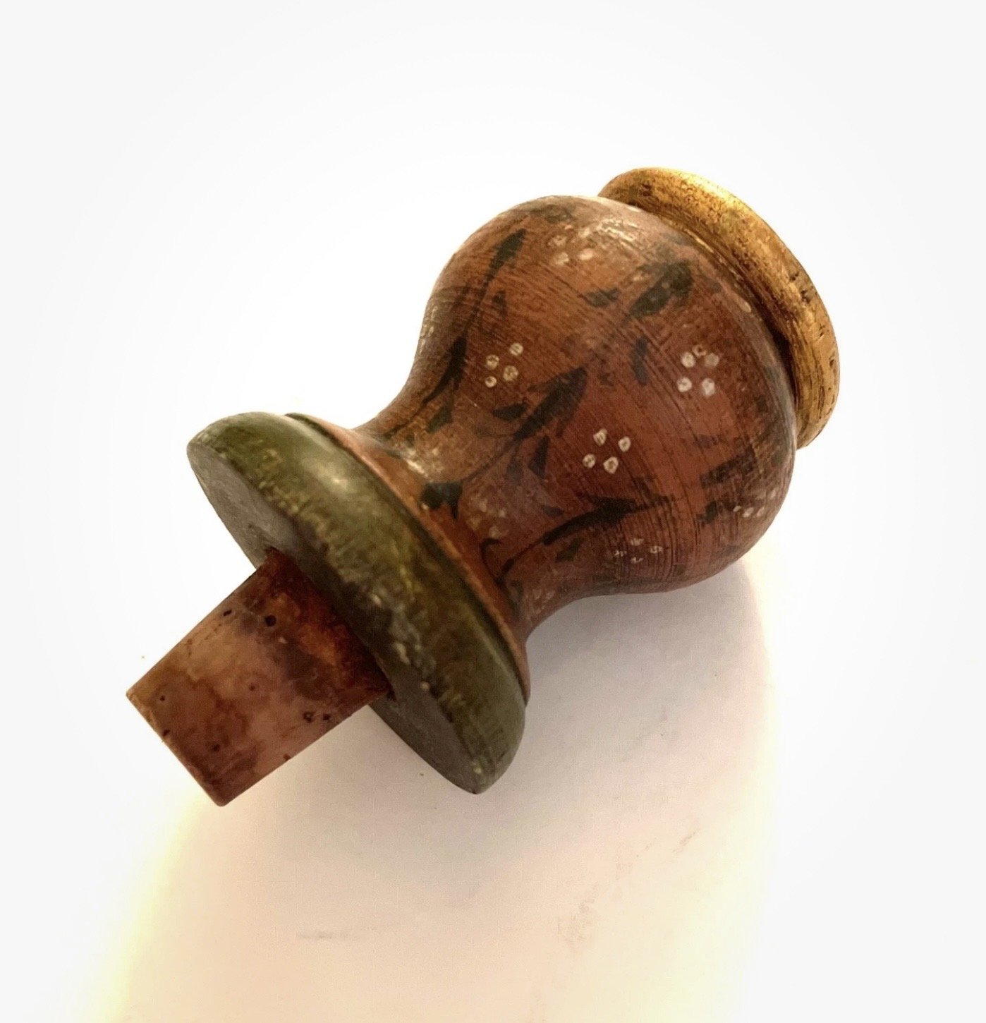 Bohemian artisan Wooden hand crafted painted Liquor Wine Bottle Cork Stopper 3"
