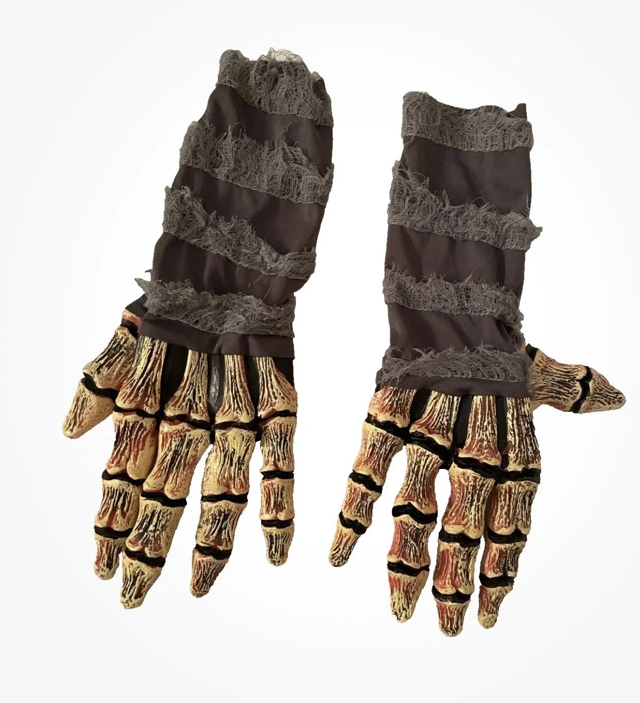 Gauze Bones Skeleton Hands Latex Gloves Halloween Costume Grips Of Fear