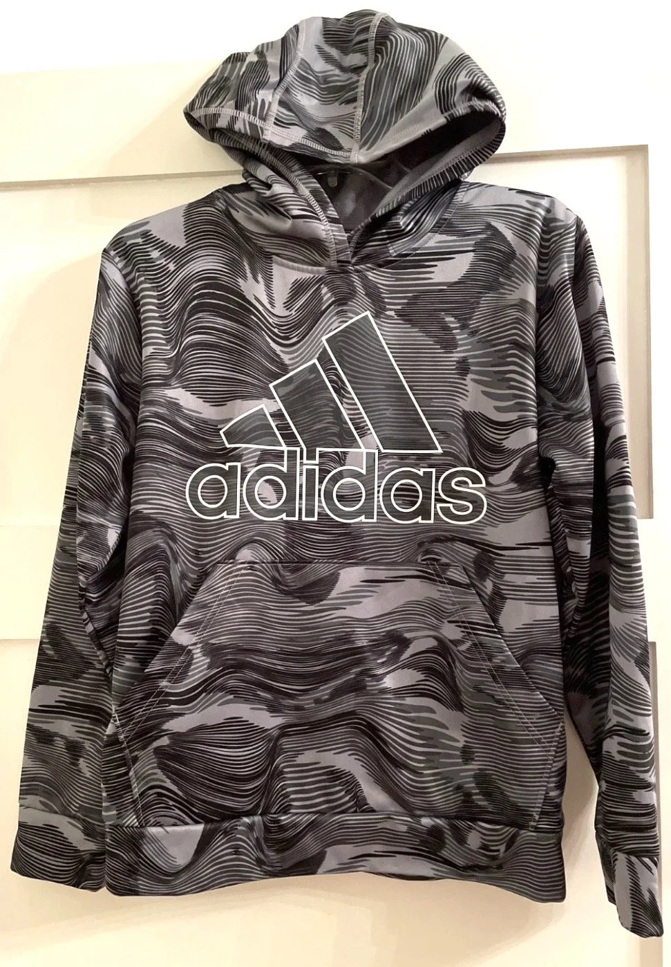 ADIDAS  youth large 14/16 black grey camo logo hoodie