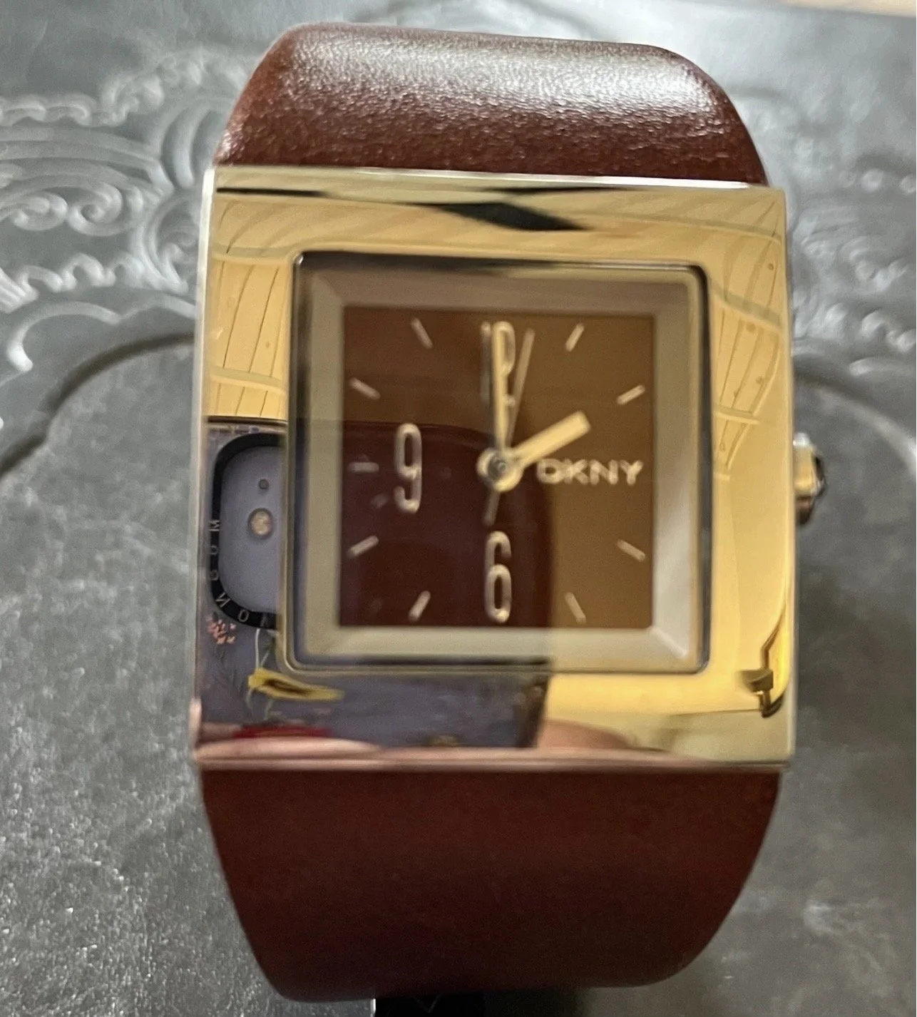 DKNY watch women 4063 square 120111 leather band