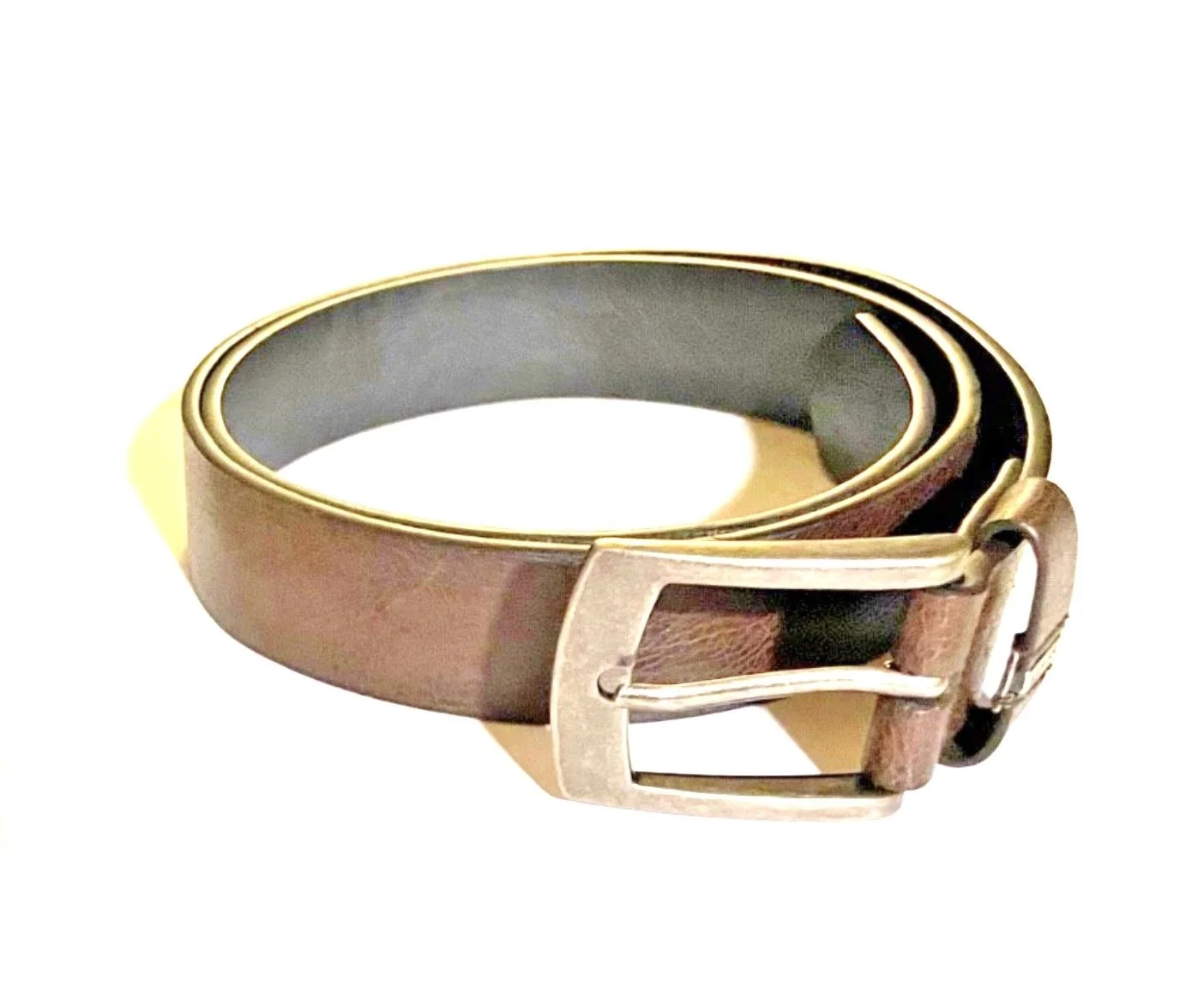 Levi's Youth Large 30-32 Brown Belt Synthetic Leather burnished silver buckle