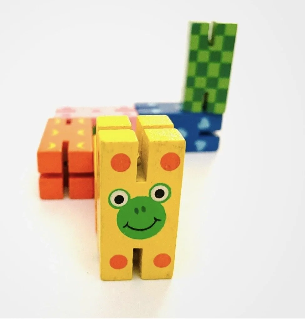 Fidget Puzzle Wooden Fidget Toy Twist and Lock 6 Colourful  Sensory Blocks