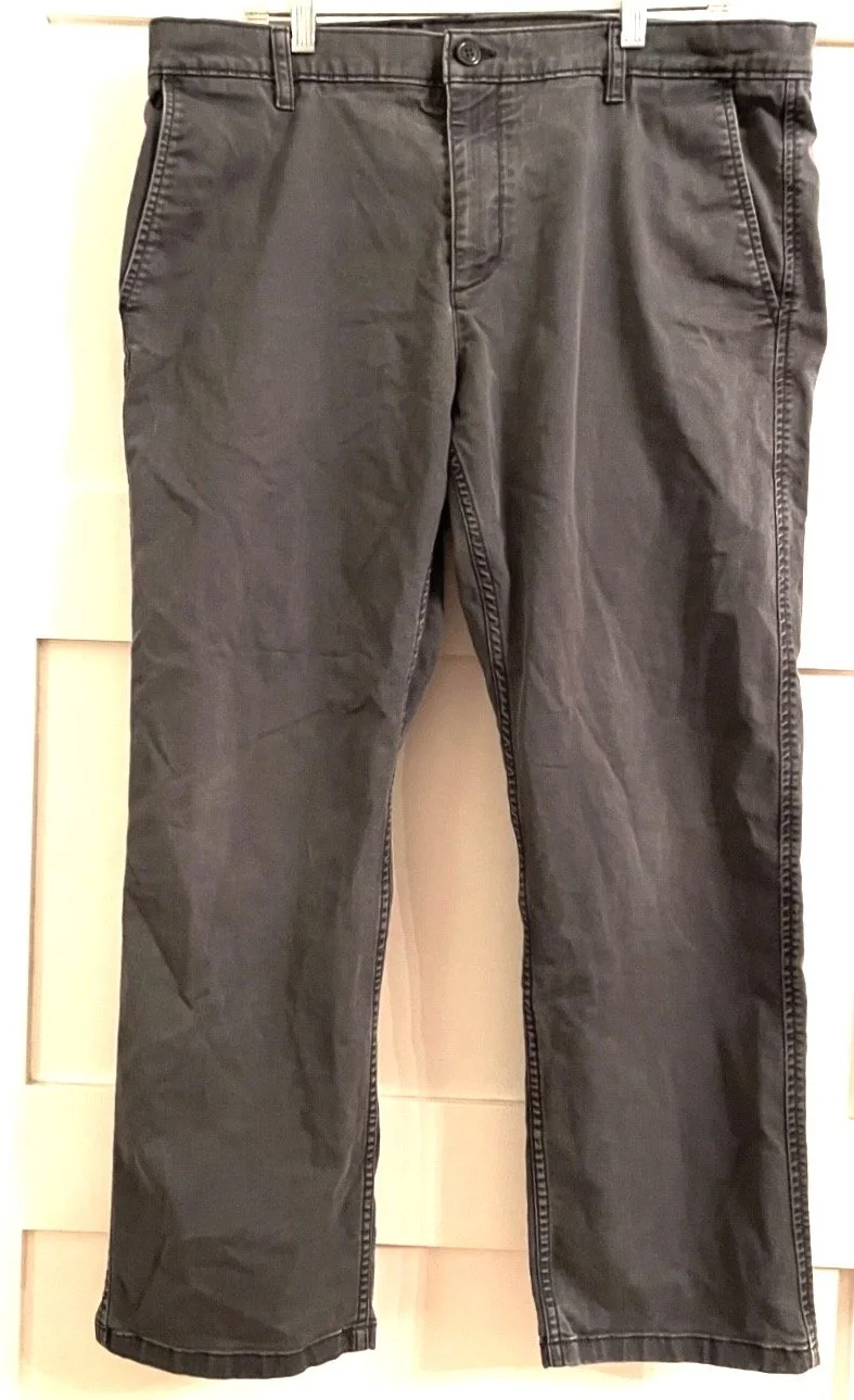 Dockers by Levis Men's 36x29 Straight Fit Pants in dark grey cotton canvas