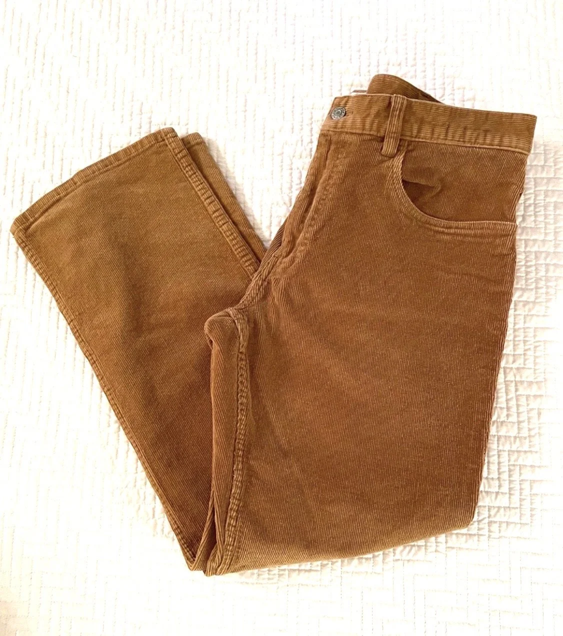 St Johns Bay Corduroy Pants Men’s 36x30 Brown Five Pocket 14 Wale Easy Fit