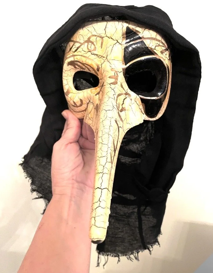 Venetian Plague Doctor Mask white Gold Black Cosplay Costume Halloween adult