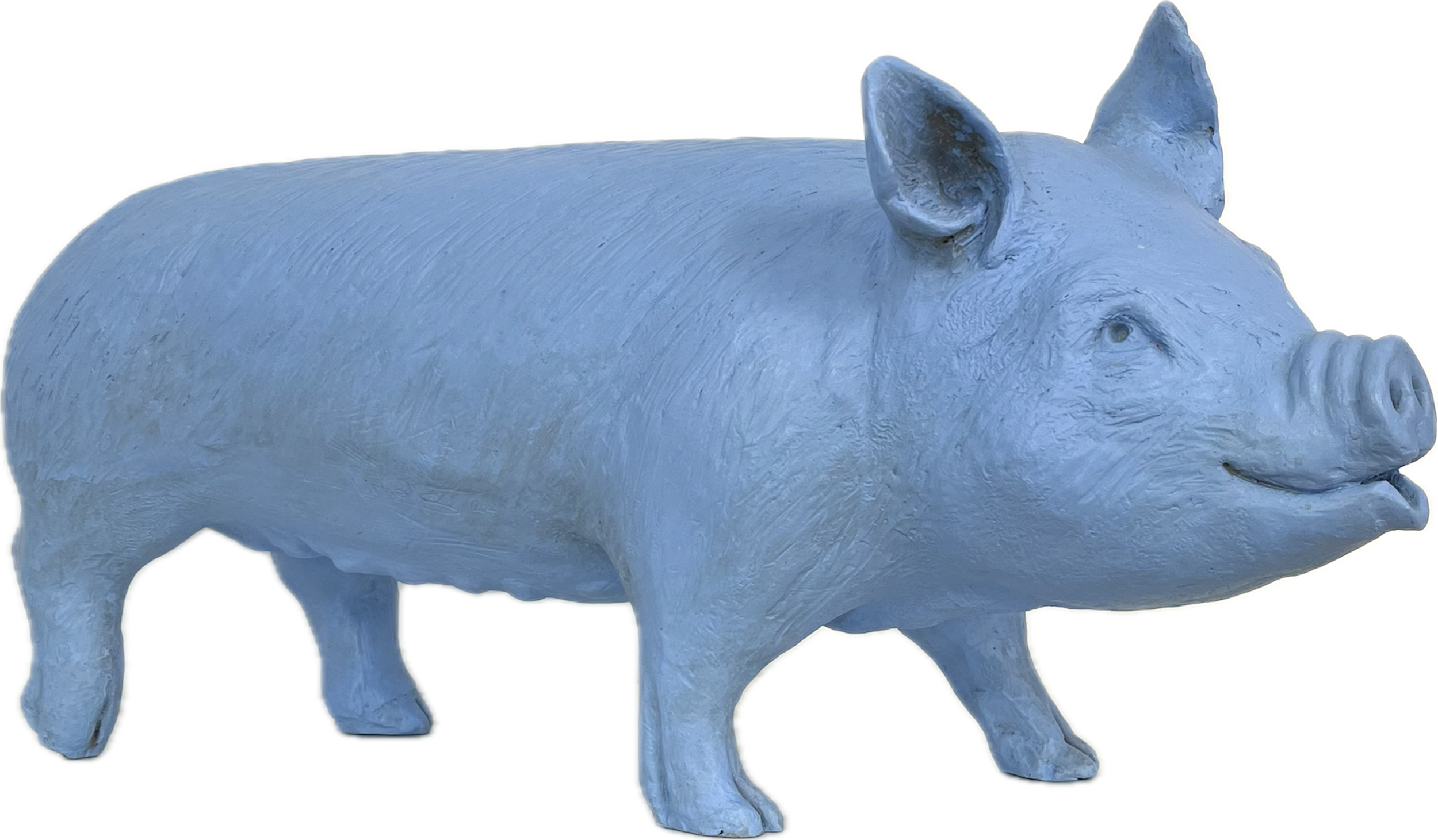 'Litle Empress'. Berkshire piglet at 1/3 life size. Bronze, patinated with titanium and cobalt.