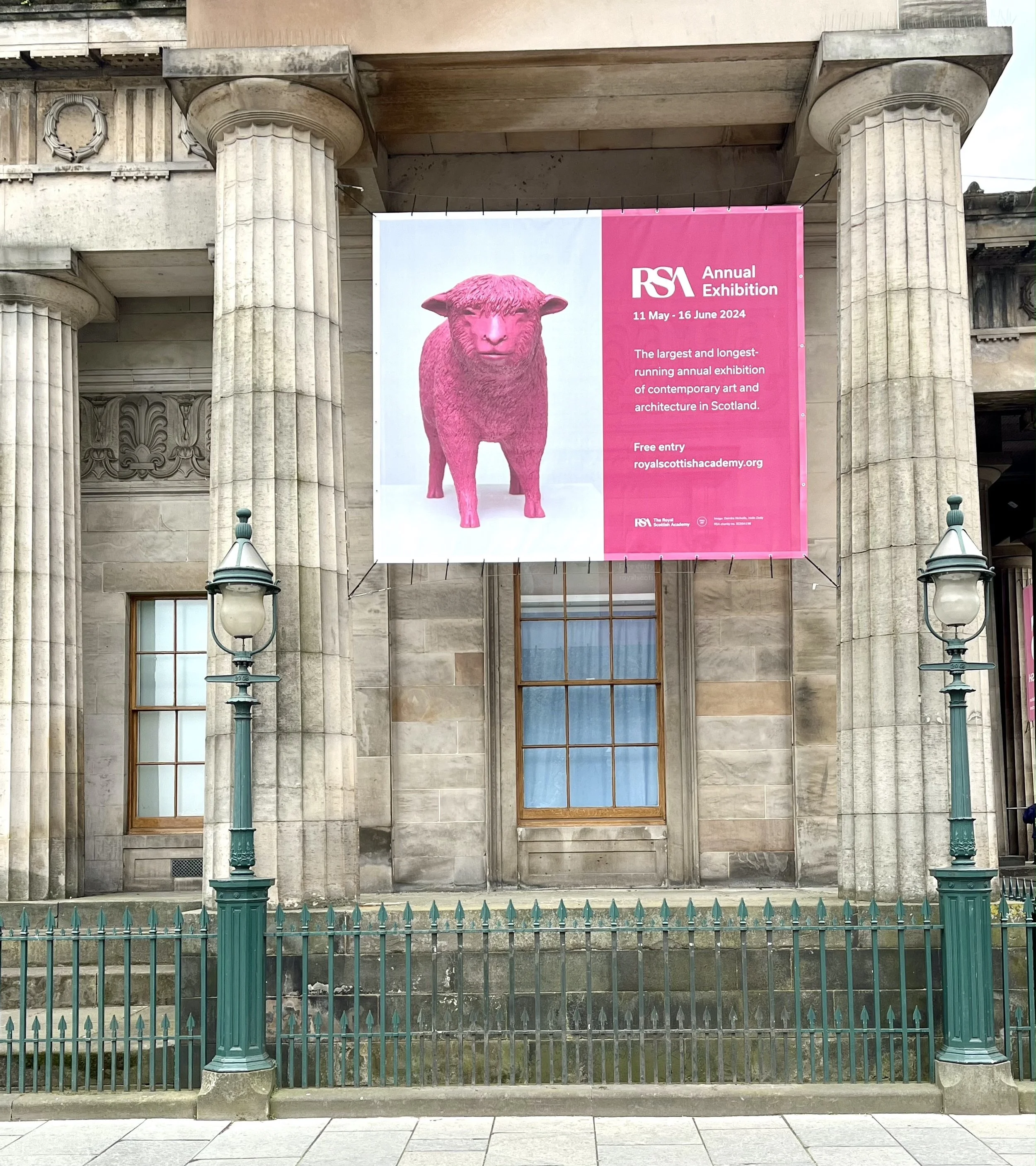 The Royal Scottish Academy, with Hello Dolly Poster
