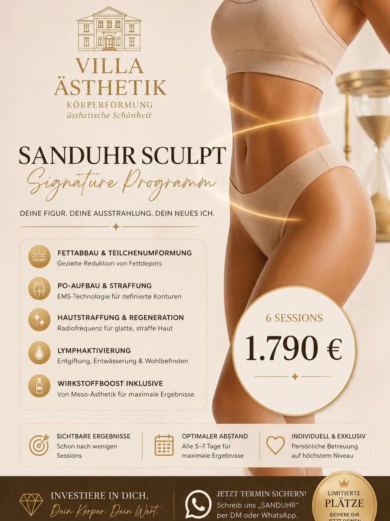 So ihr Lieben&hellip; 🤍 
Wir hatten drei Testerinnen f&uuml;r unsere exklusive Sanduhr-Figur Transformation &ndash; und die Ergebnisse sind einfach wundersch&ouml;n geworden. ✨

Definiertere Kurven, eine schmalere Taille, ein flacherer Bauch, ein st