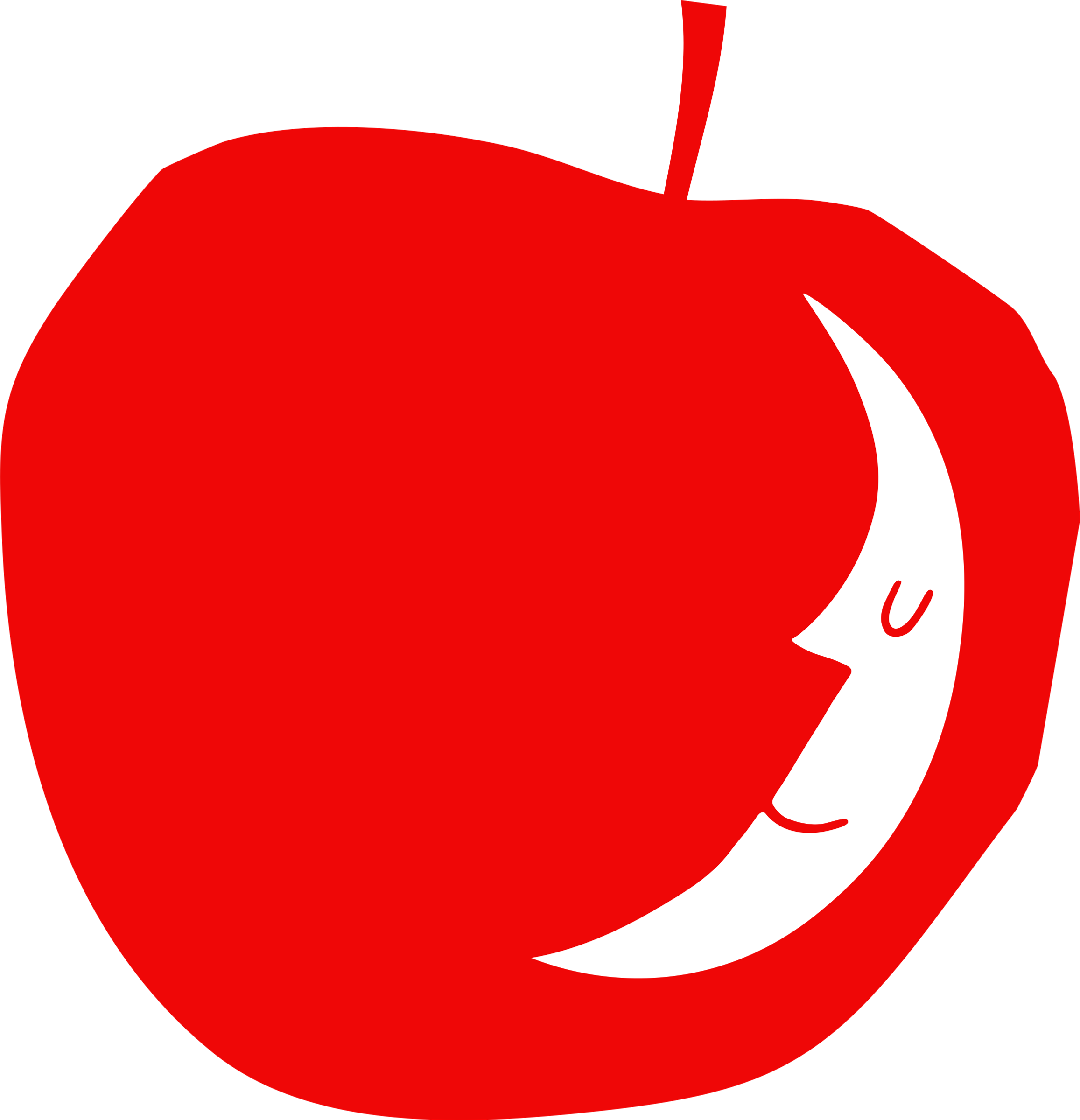 Red Apple logo with a white stylized bite mark on the right side.