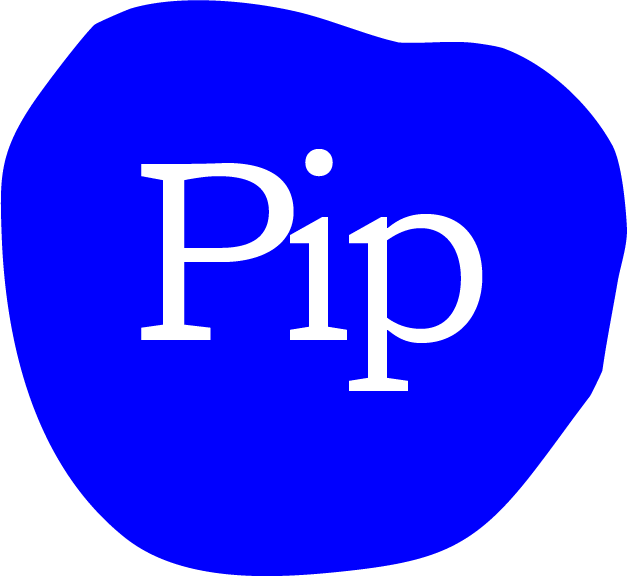 Blue background with white text reading 'Pip'.