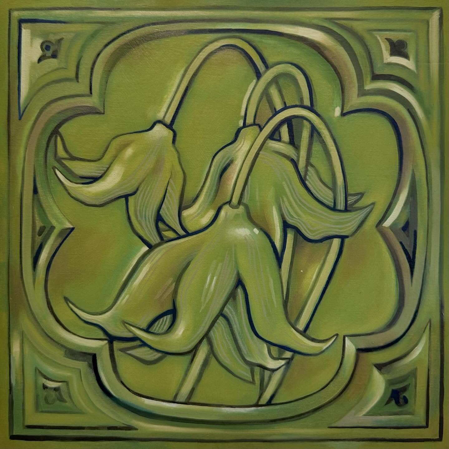 Art nouveau piece from December, oil on wood 25 x 25cm