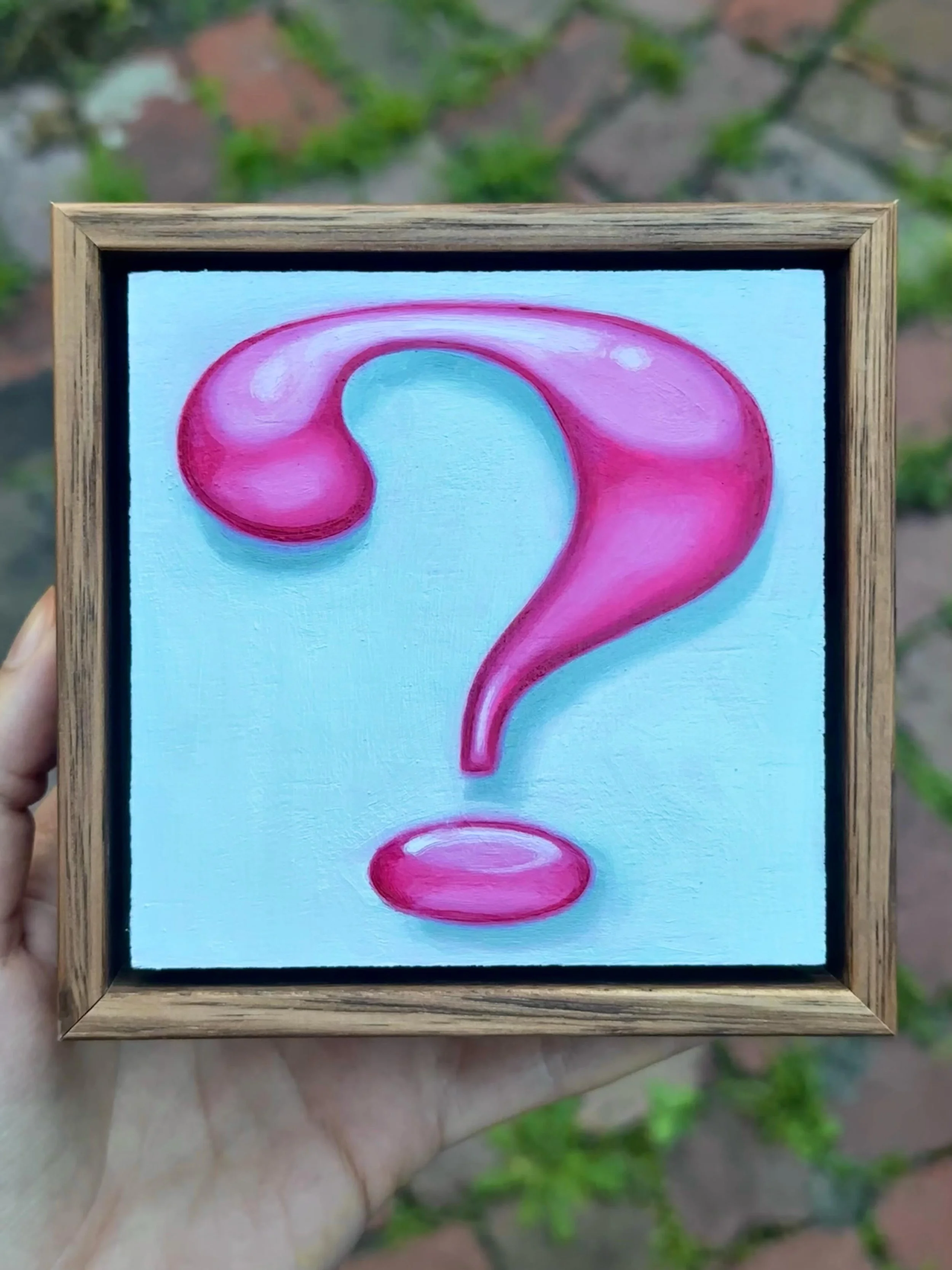 Oil on wood. Frame is teak wood!