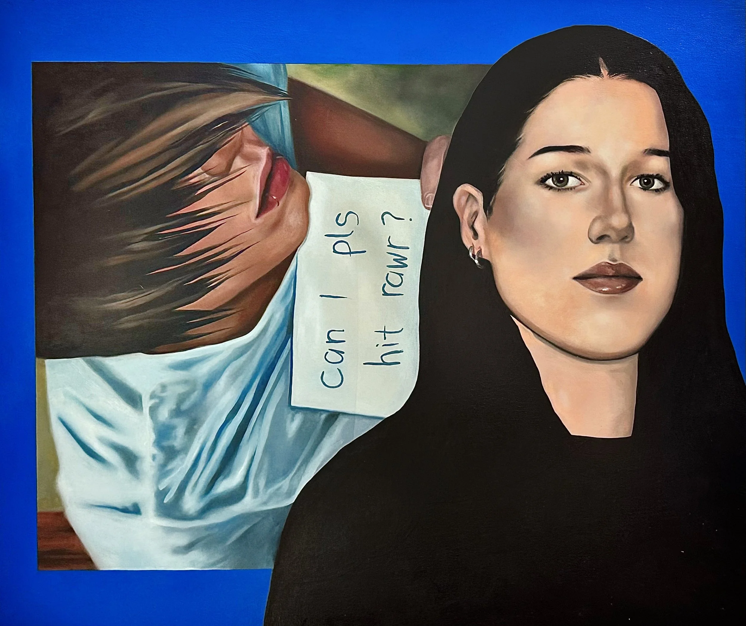 Self Portrait with Scene Kid, Oil on wood, 2024