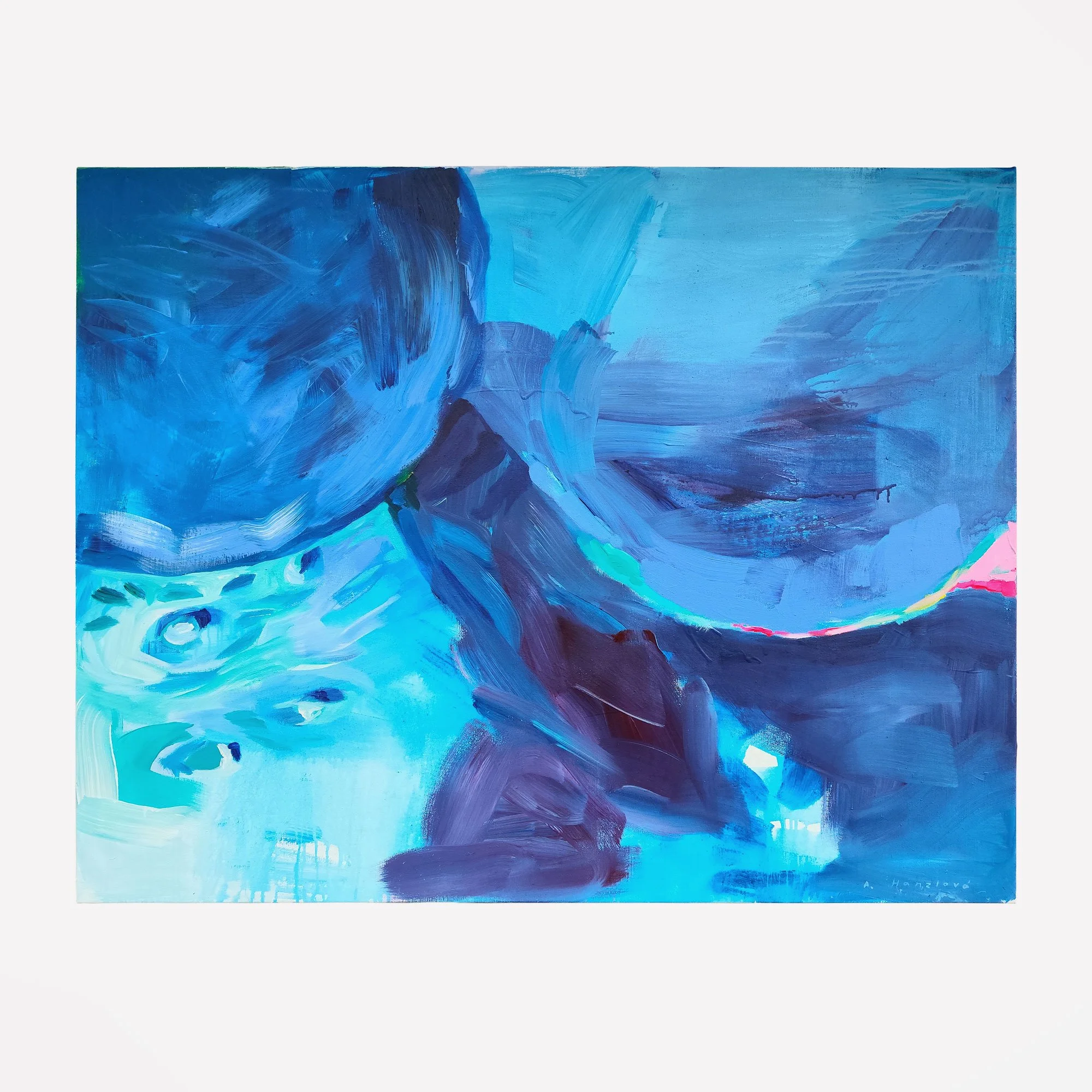 Modrý zlom, akryl, 150 x 120 cm
