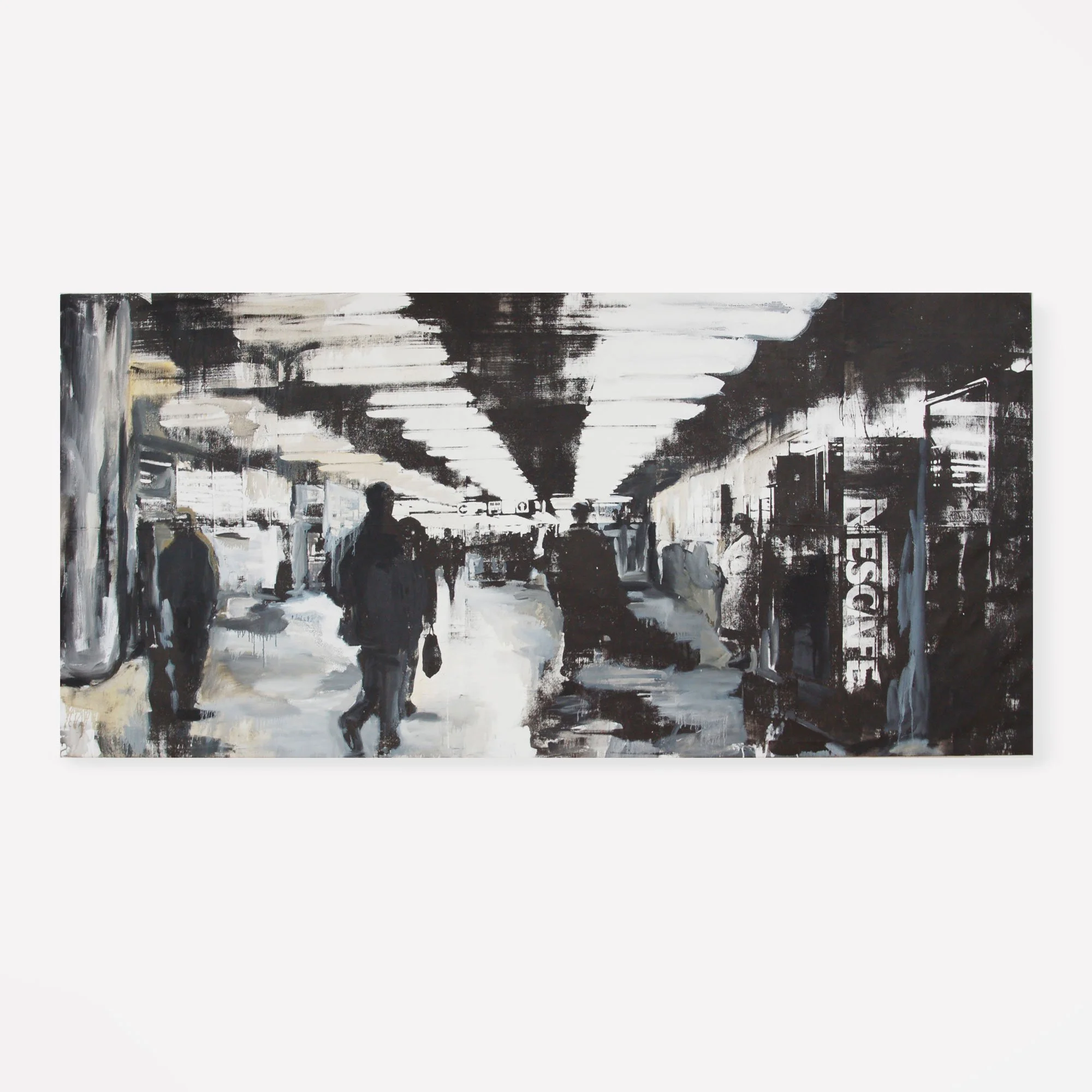 Jehovistka, tisk a olej, 290 x 150 cm