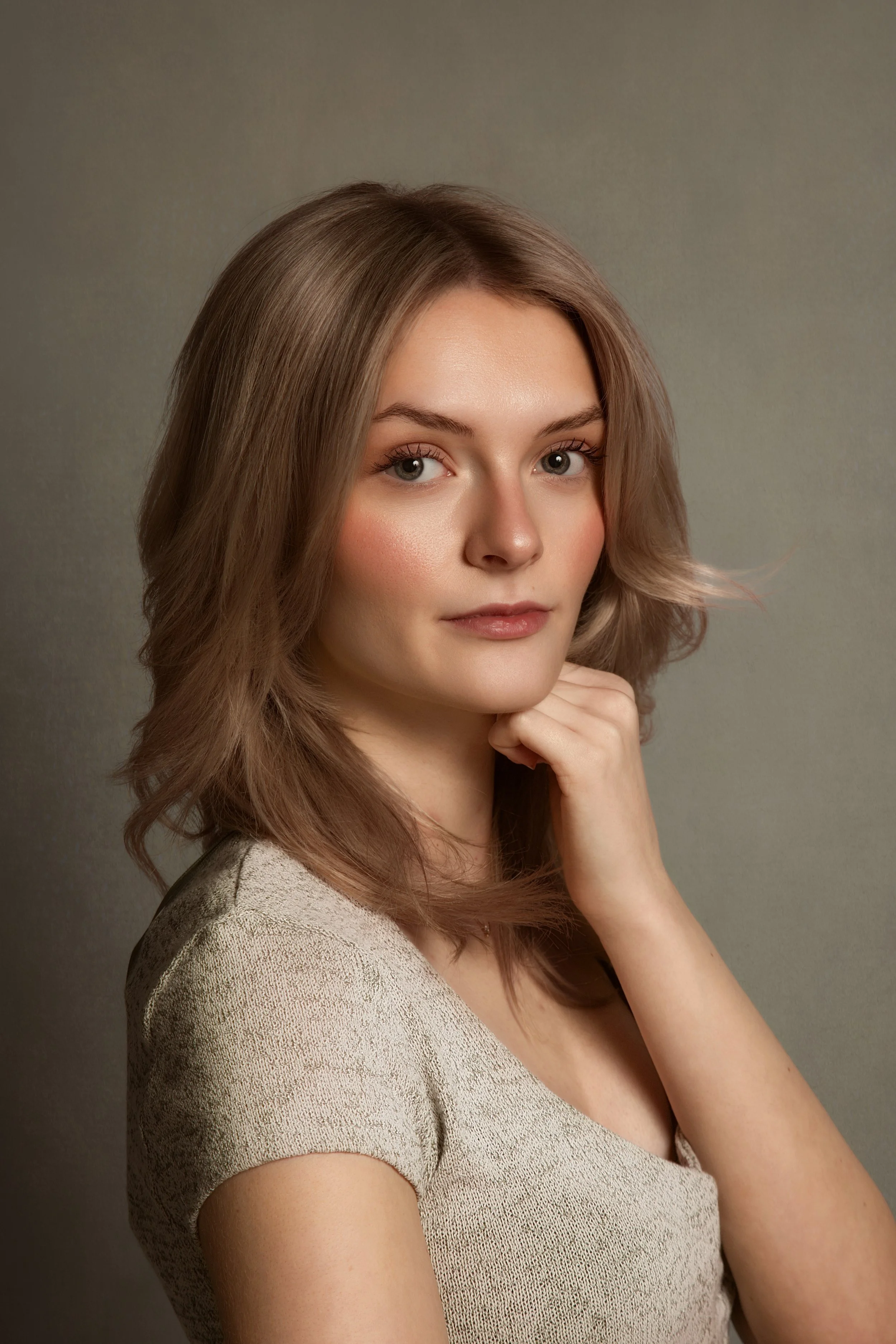 teenage girl fine art portrait with blonde hair soft lighting in manchester