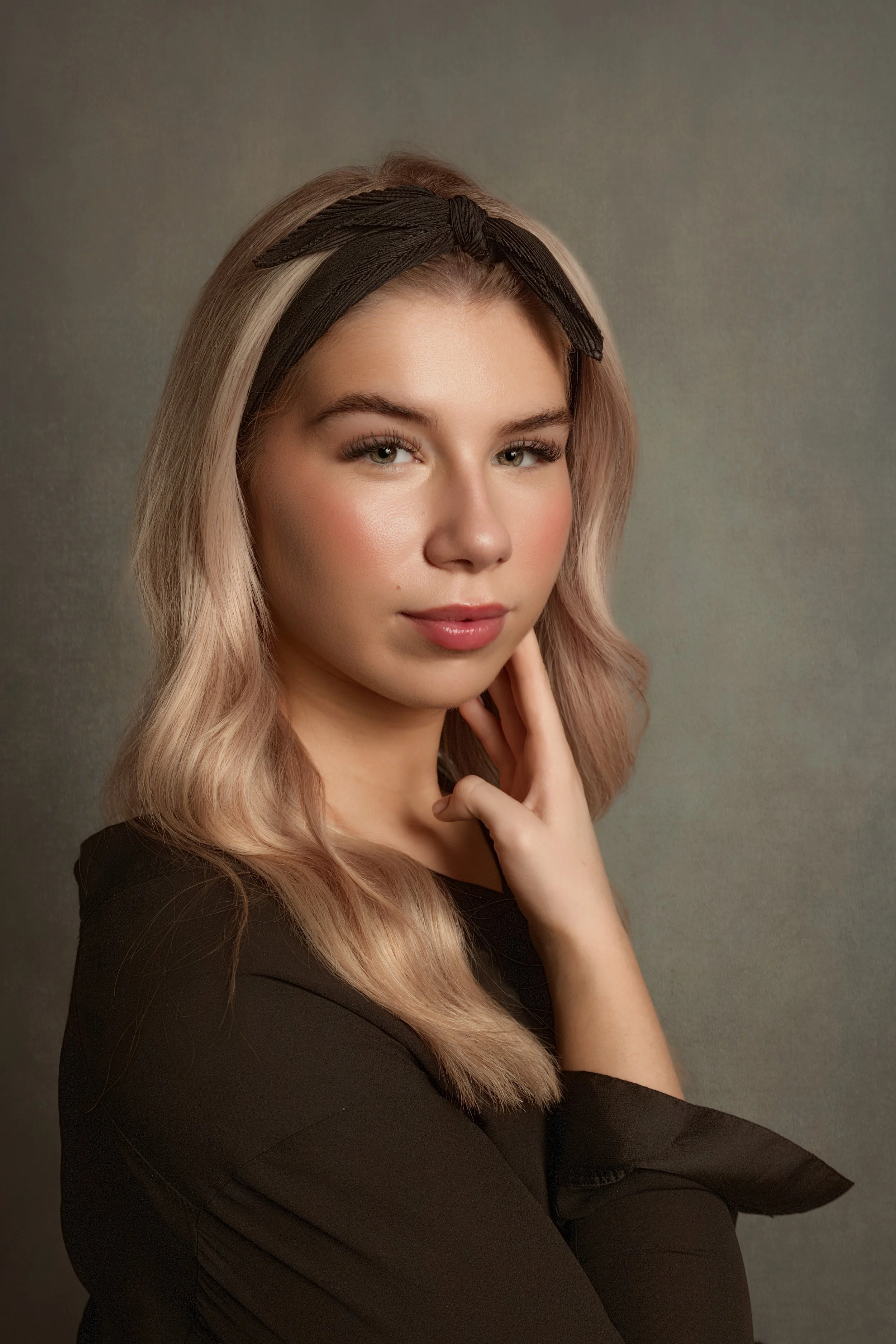 fine art portrait of young lady with a headband by lancashire child and family  portrait photographer
